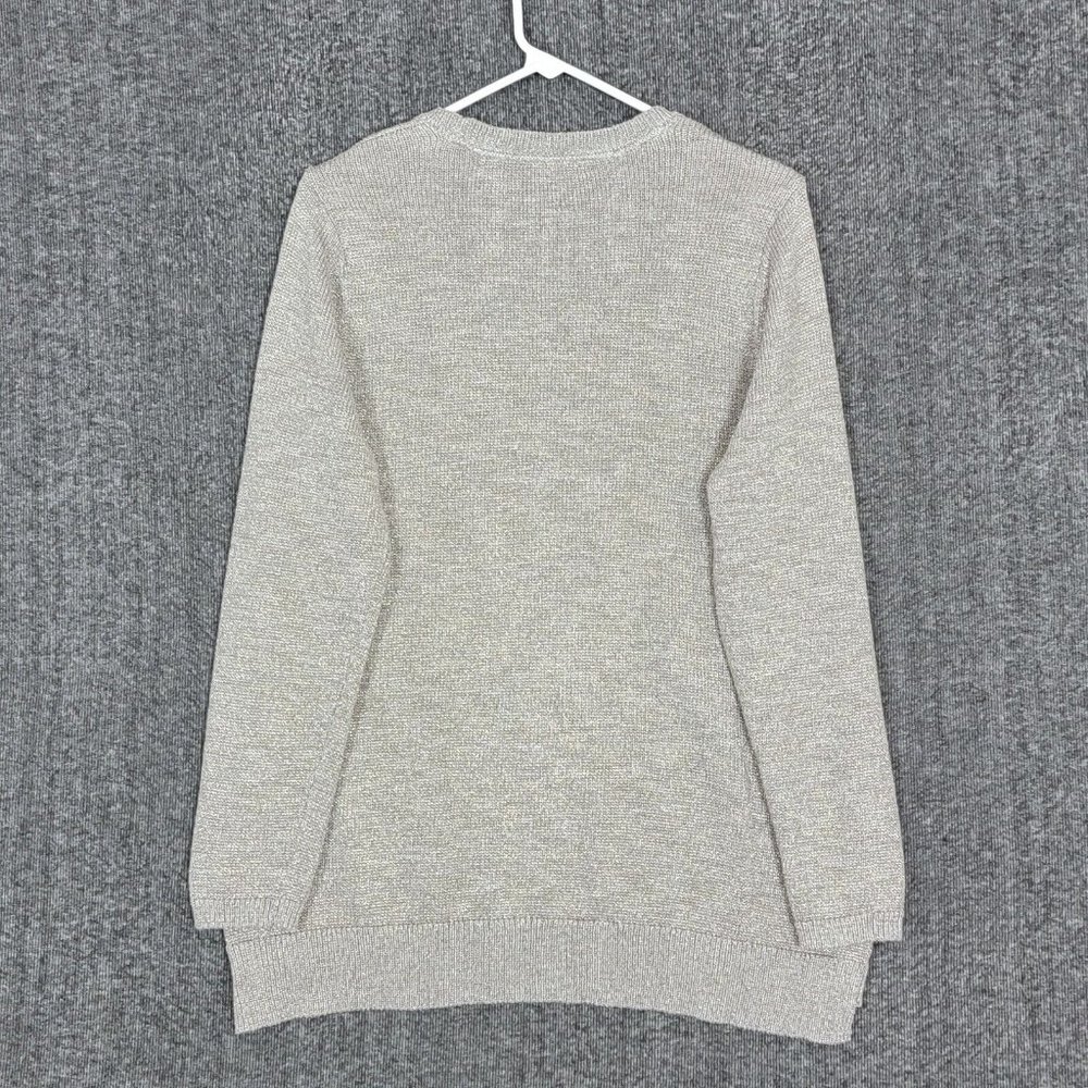J. JILL Sweater Womens Medium Taupe Metalic Shimmer Long Sleeve Pullover - Picture 7 of 12